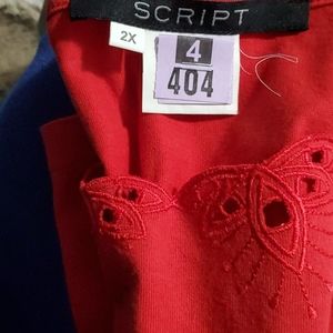 Women's Red Embroidered Top